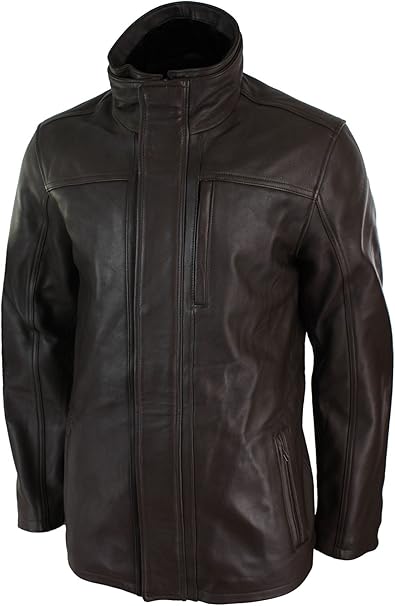Men's Dark Brown Sheep Leather 3/4 Safari Coat