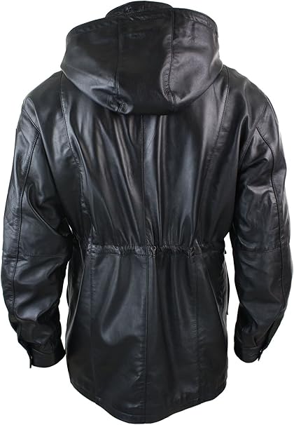Men's Black Genuine Leather Duffle Jacket