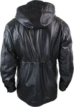 Cargar imagen en el visor de la galería, Men's Black Genuine Leather Duffle Jacket