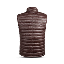 Charger l'image dans la galerie, Gilet en cuir véritable marron pour homme