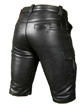 Last inn bildet i Galleri-visningsprogrammet, Men's Genuine Leather Cargo Shorts with Double Zip Front