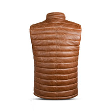 Charger l'image dans la galerie, Gilet en cuir véritable marron pour homme
