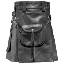 Last inn bildet i Galleri-visningsprogrammet, Men's Black Leather Kilt with Sporran