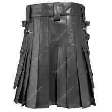 Last inn bildet i Galleri-visningsprogrammet, Men's Black Leather Kilt with Sporran