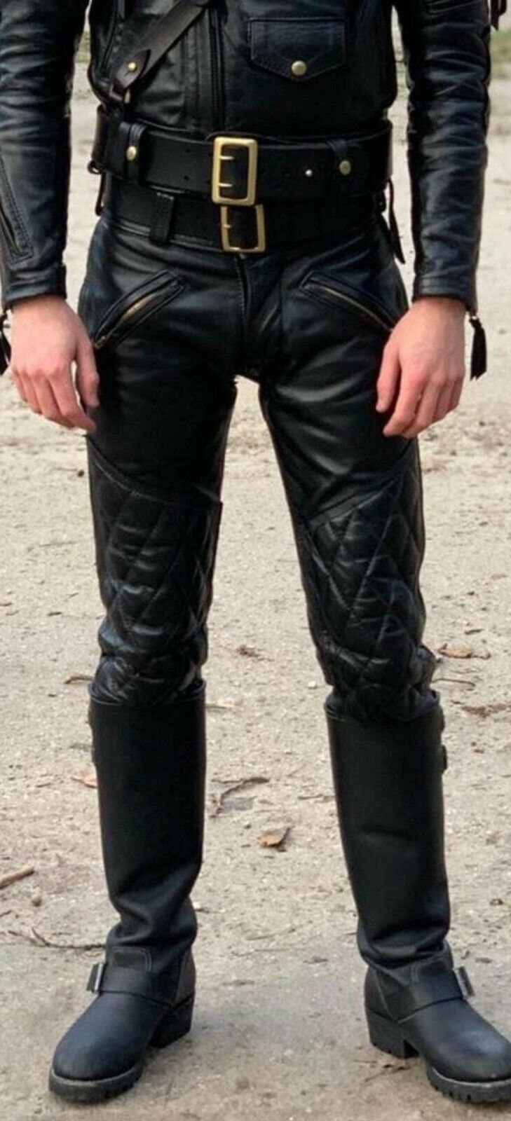 Men's Padded Leather Pants