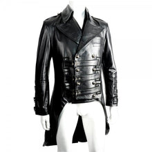 Cargar imagen en el visor de la galería, Men's Black Genuine Leather Tailcoat