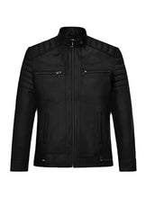 Cargar imagen en el visor de la galería, Men's Black Genuine Leather Jacket