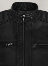 Cargar imagen en el visor de la galería, Men's Black Genuine Leather Jacket
