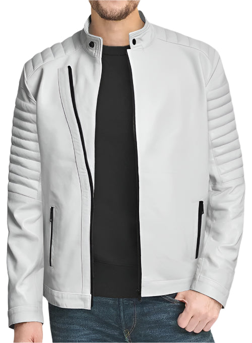 Men's White Sheep Leather Jacket