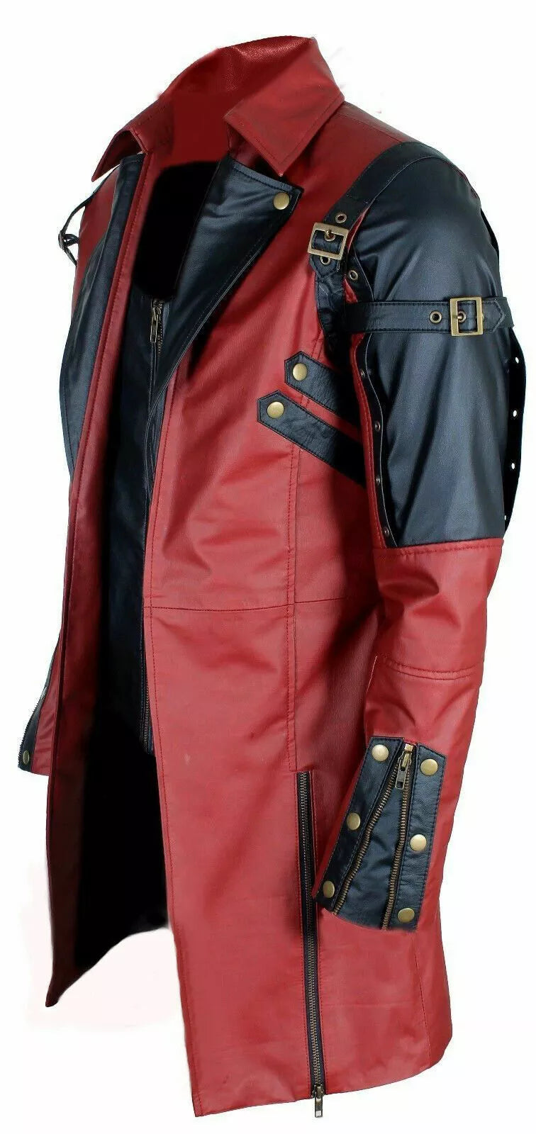 Men's Red Genuine Leather Coat Punk Rave