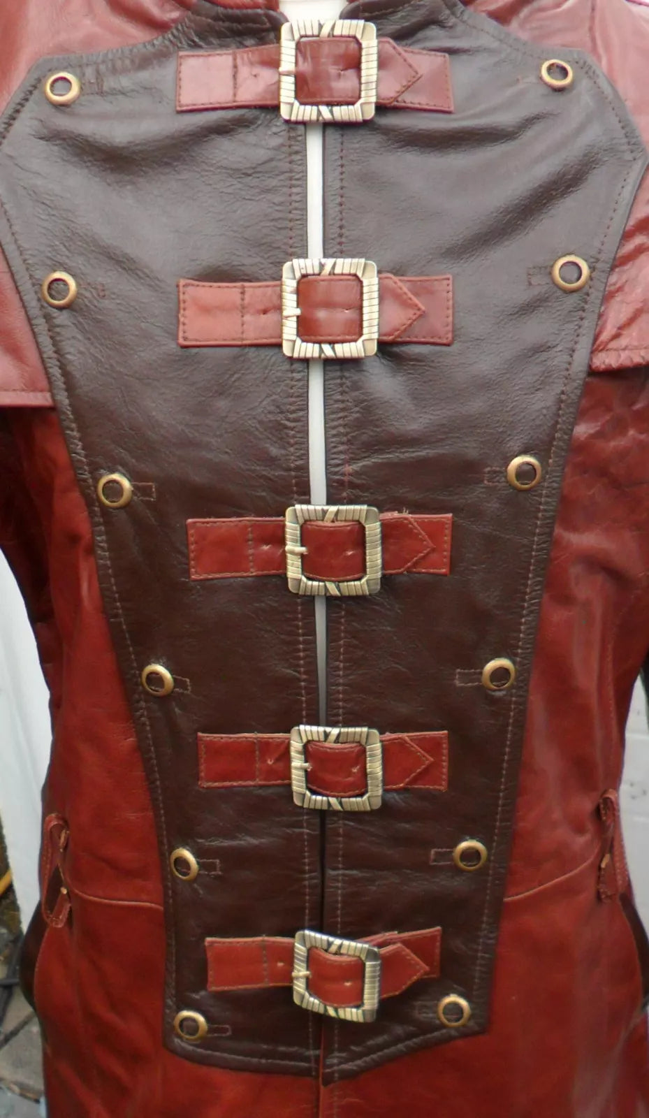 Men's Brown Genuine Leather Coat Punk Rock