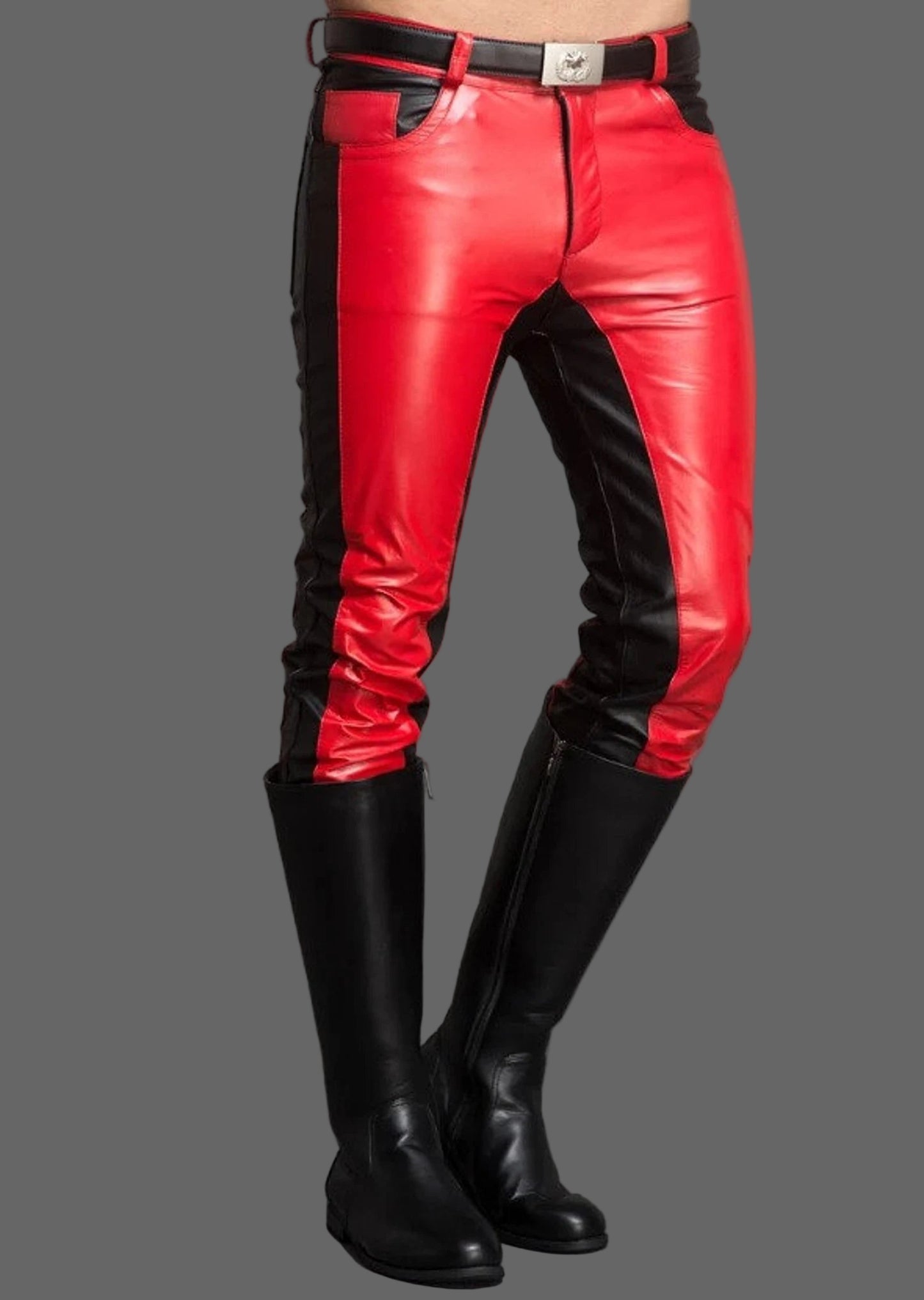 Slim Fit Bikerhose aus echtem Leder für Herren