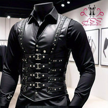 Load image into Gallery viewer, Men's Genuine Leather Vest Corset Steel Boned