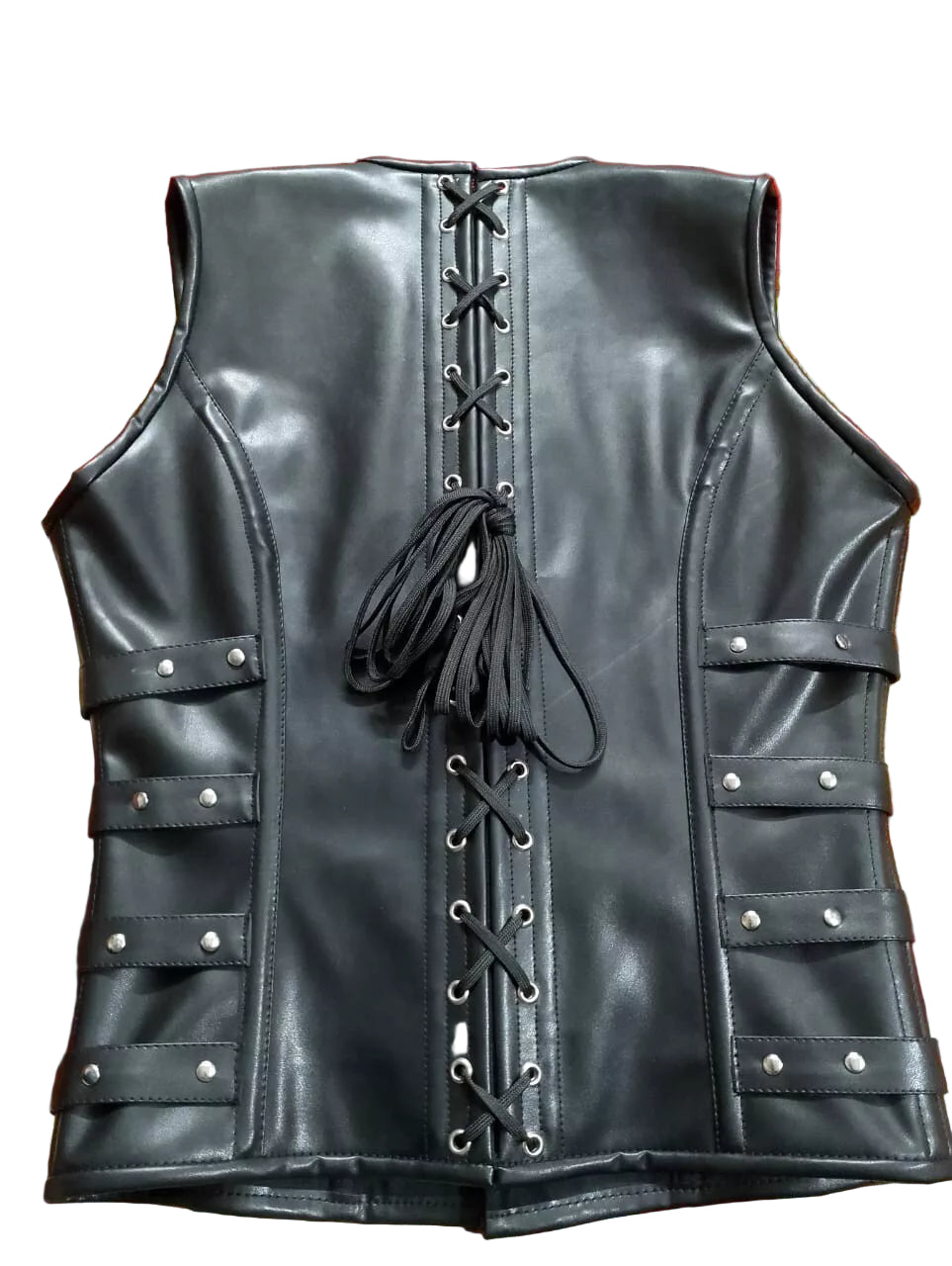 Men's Genuine Leather Vest Corset Steel Boned