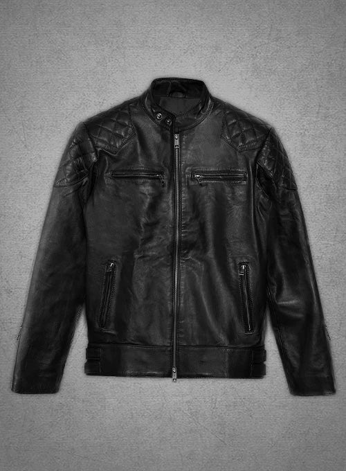 David Beckham Black Leather Jacket For Men's Real Leather Slim Fit Biker  Jacket 