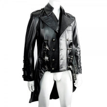 Cargar imagen en el visor de la galería, Men's Black Genuine Leather Tailcoat