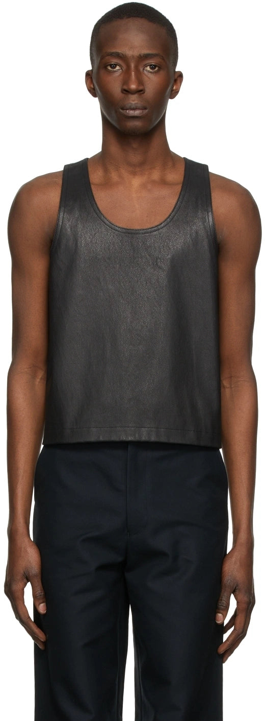 Men's Genuine Leather Tank Top Vest