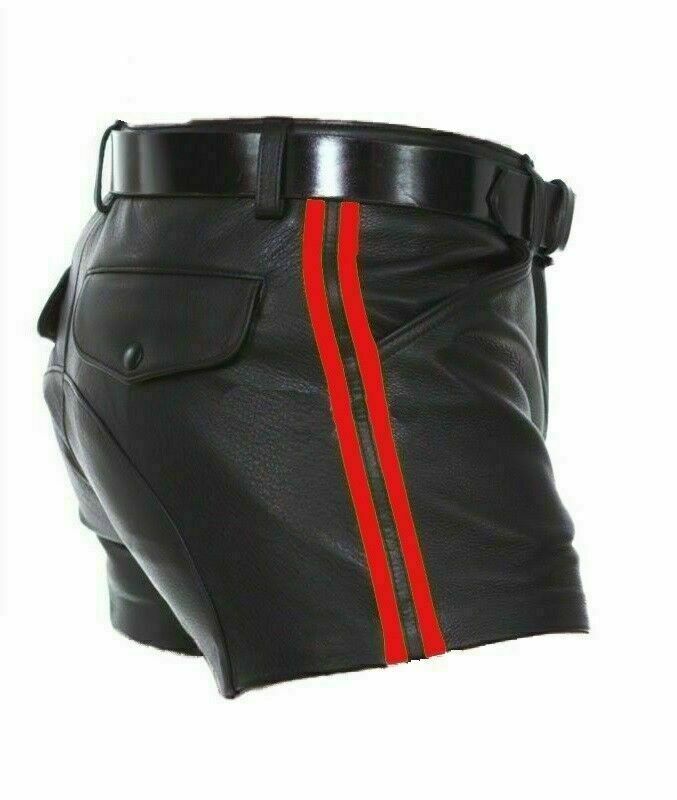 Men's Genuine Leather Shorts With Belt