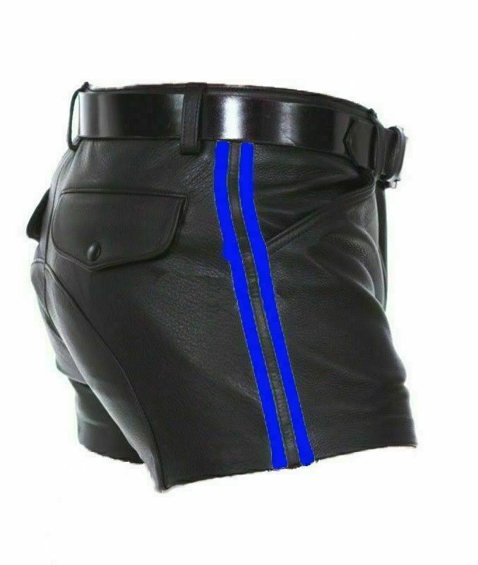 Men's Genuine Leather Shorts With Belt