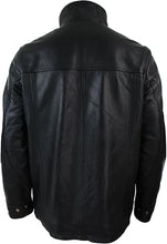 Cargar imagen en el visor de la galería, Men's Black Genuine Leather 3/4 Safari Coat Jacket