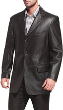 Load image into Gallery viewer, Black 3-Button Leather Blazer