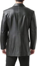 Load image into Gallery viewer, Black 3-Button Leather Blazer