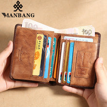Cargar imagen en el visor de la galería, Men's Genuine Leather Smart Wallets
