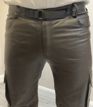 Cargar imagen en el visor de la galería, Men's Brown Genuine Leather Cargo trouser pants