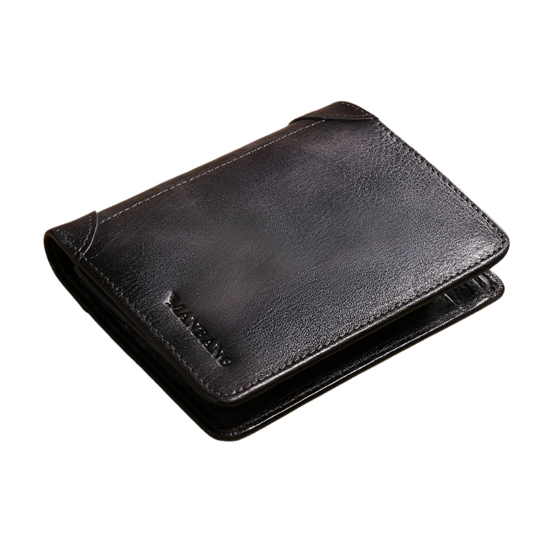 Men's Wallets Genuine Leather Trifold Wallet with ID Window