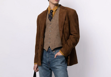 Load image into Gallery viewer, Men's Brown Suede Coat