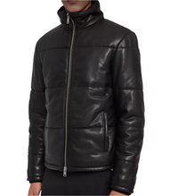 Cargar imagen en el visor de la galería, Men Leather Puffer Jacket