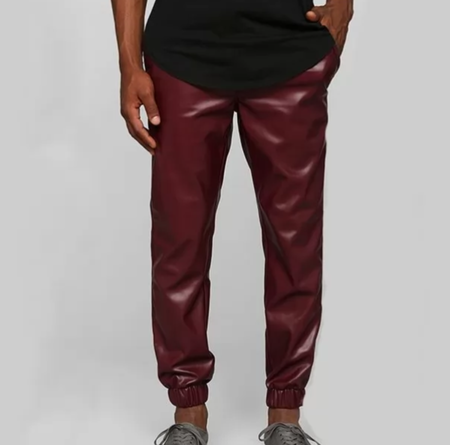 Maroon Leather Joggers