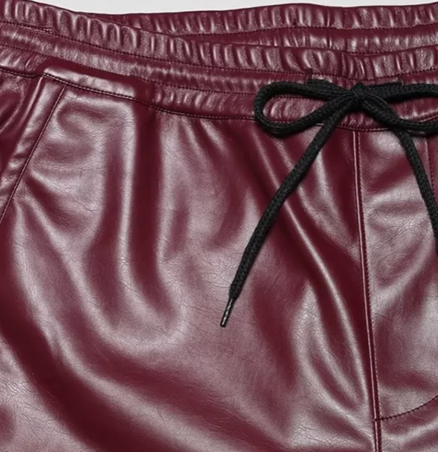 Maroon Leather Joggers