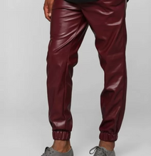 Cargar imagen en el visor de la galería, Maroon Genuine Leather Jogger pants