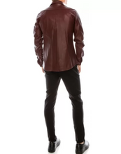 Load image into Gallery viewer, Men's Maroon Leather Slim Fit Shirt