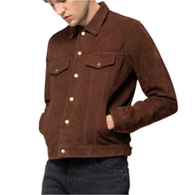 Lataa kuva Galleria-katseluun, Men's Dark Brown Nubuck Jacket