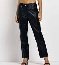 Load image into Gallery viewer, Women's Black Genuine Leather Trouser jeans
