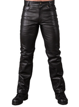 Last inn bildet i Galleri-visningsprogrammet, Men's Black Genuine Leather pants Jeans