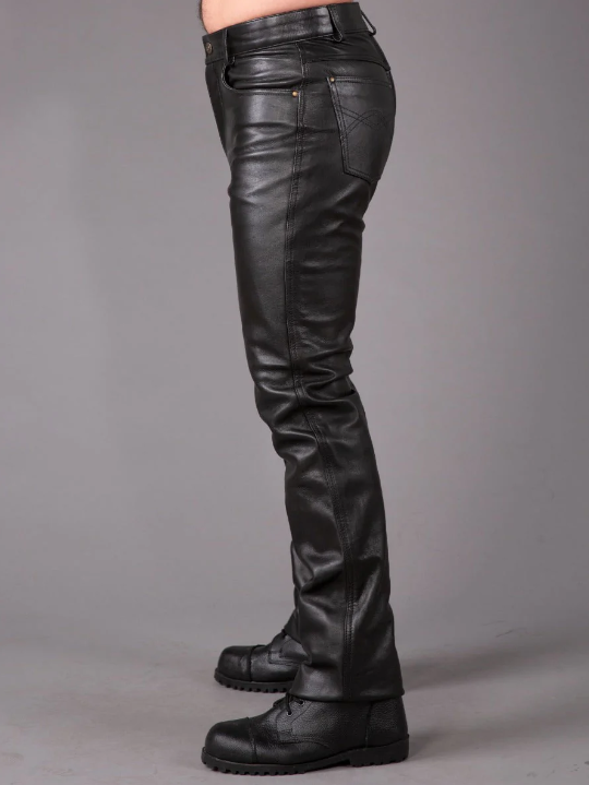 Men's Genuine Leather Boot Cut Pants
