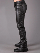 Last inn bildet i Galleri-visningsprogrammet, Men's Black Genuine Leather pants Jeans