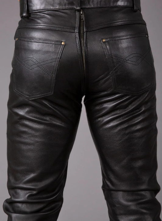 Men's Genuine Leather Boot Cut Pants