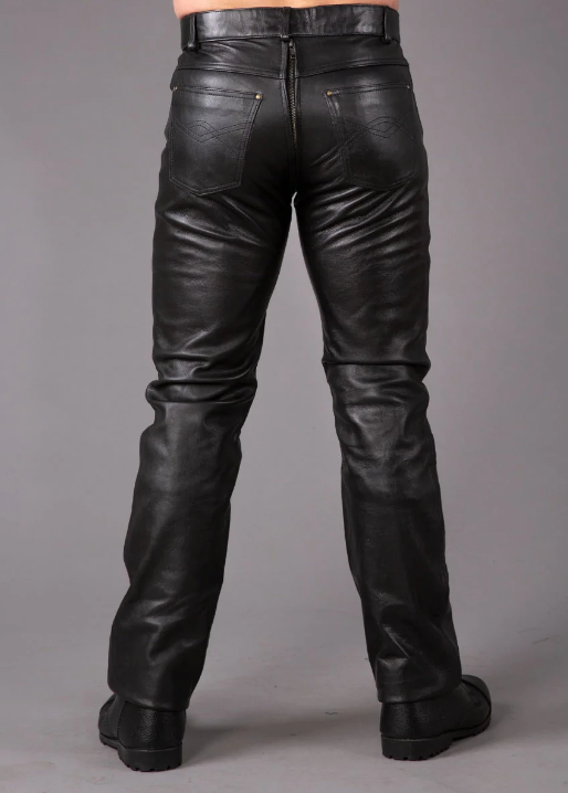 Men's Genuine Leather Boot Cut Pants