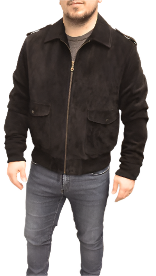 Veste en daim noire pour homme