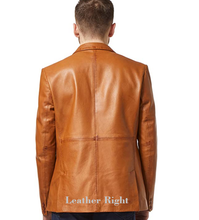 Load image into Gallery viewer, Men's Tan Genuine Lamb Leather Blazer Jacket