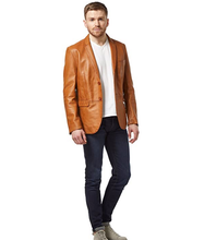 Load image into Gallery viewer, Men's Tan Genuine Lamb Leather Blazer Jacket