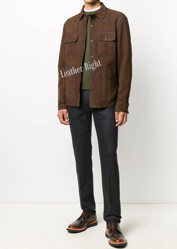 Men's Brown Suede Leather Jacket