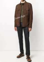 Carica l'immagine nel visualizzatore di Gallery, Men's Brown Suede Leather Jacket