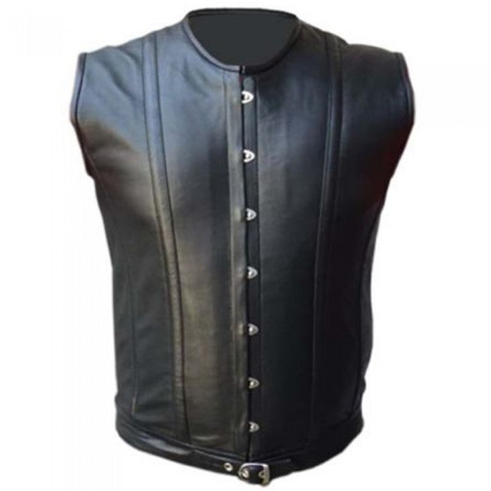 Men's Real Leather Vest Steel Boned Victorian Style Corset Gothic Steampunk Vest