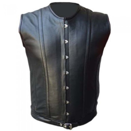 Gilet en cuir véritable pour hommes en acier désossé Corset de style victorien gilet Steampunk gothique