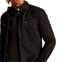 Afbeelding in Gallery-weergave laden, Men's Black Racer Nubuck Leather Jacket